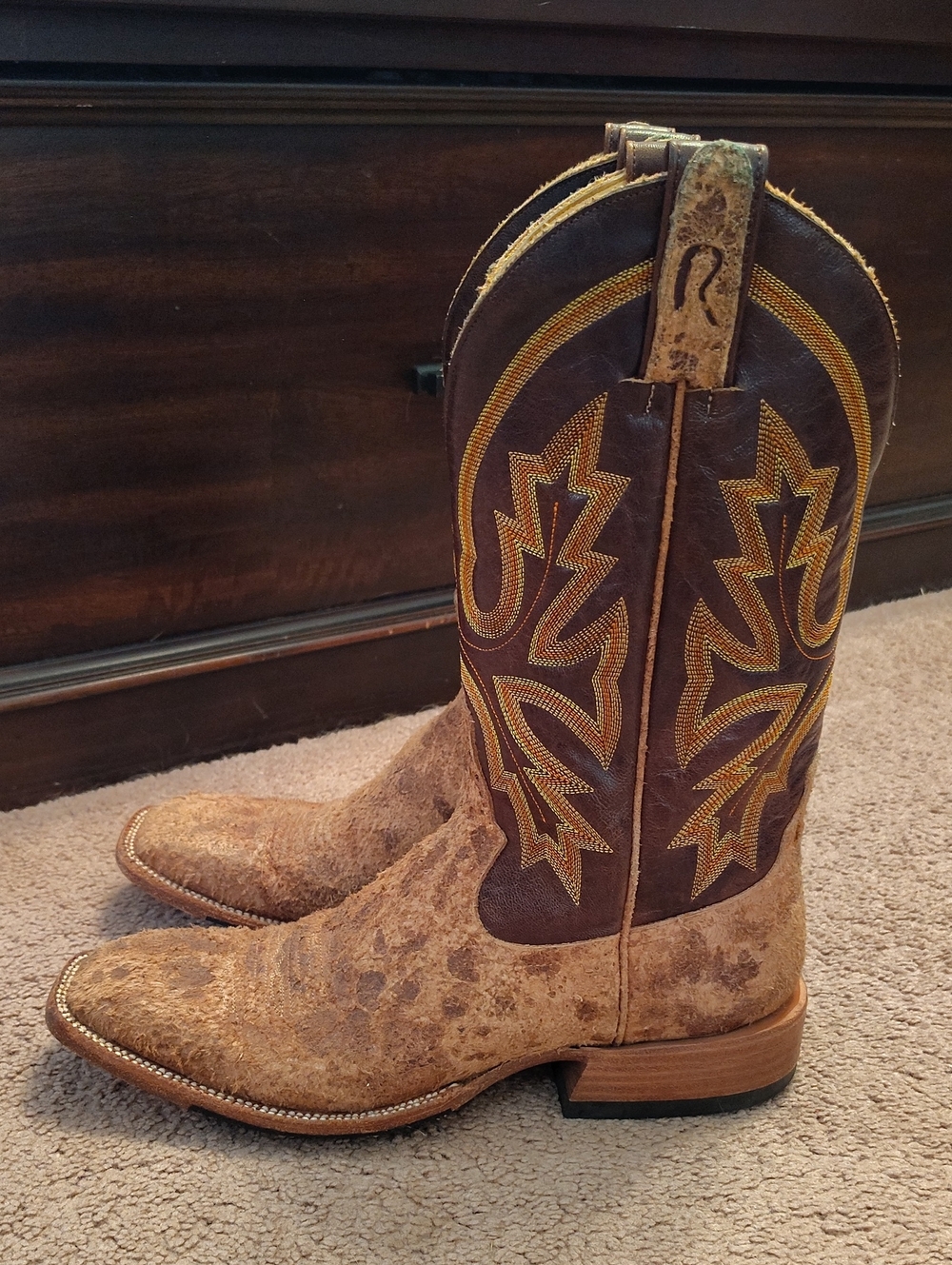 Women's Distressed Brown Western Cowboy Boots By Rod Patrick
